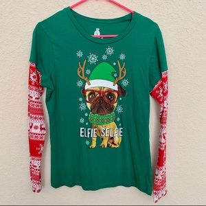 Christmas Pug Long Sleeve Shirt